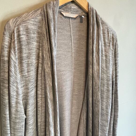Athleta Spacedye Gray Pranayama Wrap Open Front Cardigan - size Small Petite - Picture 3 of 7